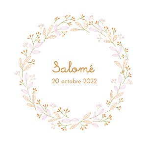 Faire-part de naissance rose ronde des champs orange Faire-part de naissance rose ronde des champs orange