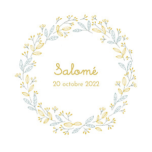 Faire-part de naissance vintage ronde des champs bleu Faire-part de naissance vintage ronde des champs bleu
