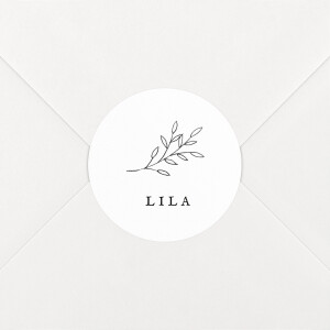 Stickers pour enveloppes naissance Petite gravure (branche) blanc
