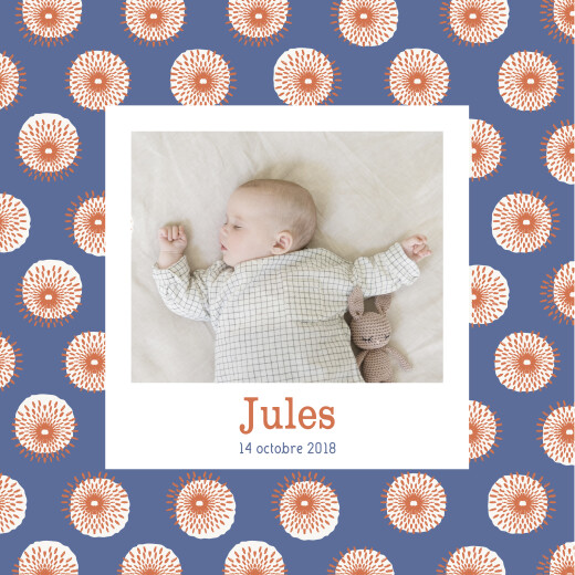 Faire-part de naissance Wax orange & bleu - Page 1 Faire-part de naissance Wax orange & bleu - Page 1