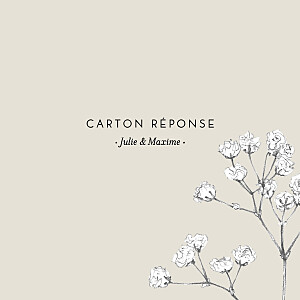 Carton réponse mariage classique joli brin beige Carton réponse mariage classique joli brin beige