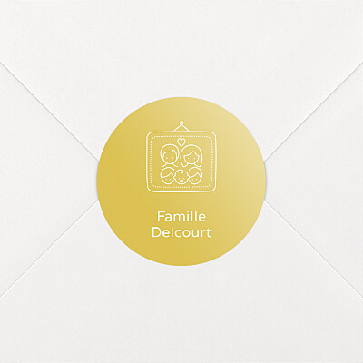 Stickers pour enveloppes naissance mon histoire en pictos jaune Stickers pour enveloppes naissance mon histoire en pictos jaune