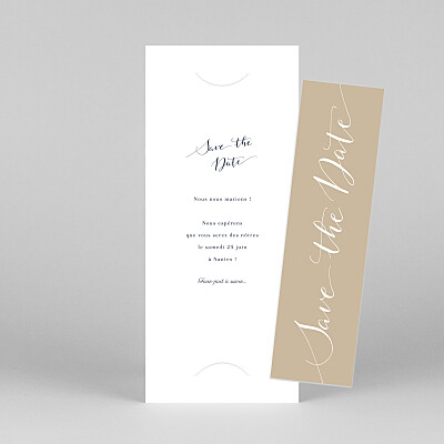 Save the date blanc swing (marque-page) sable Save the date blanc swing (marque-page) sable