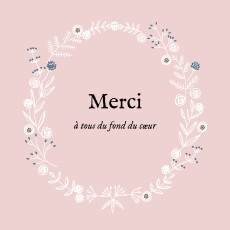 Carte de remerciement Merci douceur champêtre (carré) rose Carte de remerciement Merci douceur champêtre (carré) rose