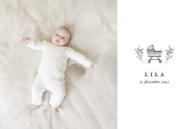 Faire-part de naissance Petite gravure blanc