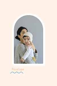 Faire-part de naissance orange vaguelette poudre Faire-part de naissance orange vaguelette poudre