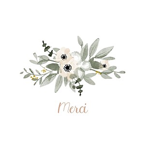 Carte de remerciement berceau fleuri rose Carte de remerciement berceau fleuri rose