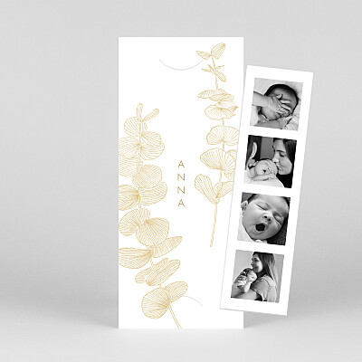 Faire-part de naissance beige envolée d'eucalyptus (marque-page) beige Faire-part de naissance beige envolée d'eucalyptus (marque-page) beige