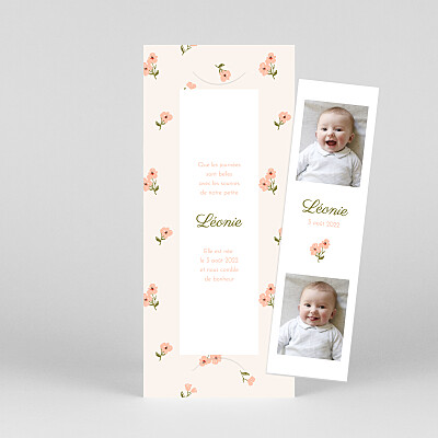 Faire-part de naissance beige blossom (marque-page) beige Faire-part de naissance beige blossom (marque-page) beige