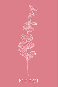 Carte de remerciement rose envolée d'eucalyptus rose Carte de remerciement rose envolée d'eucalyptus rose