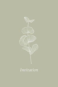 Carton d'invitation mariage envolée d'eucalyptus (portrait) vert Carton d'invitation mariage envolée d'eucalyptus (portrait) vert