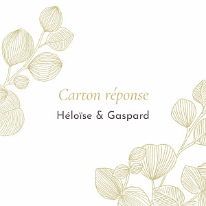 Carton réponse mariage jaune envolée d'eucalyptus ocre Carton réponse mariage jaune envolée d'eucalyptus ocre