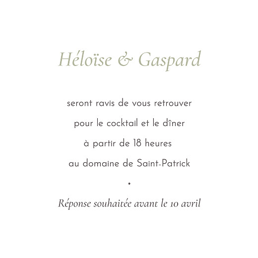 Carton d'invitation mariage Envolée d'Eucalyptus vert - Verso Carton d'invitation mariage Envolée d'Eucalyptus vert - Verso