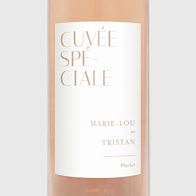 Étiquette de bouteille mariage capitale portrait beige orange Étiquette de bouteille mariage capitale portrait beige orange