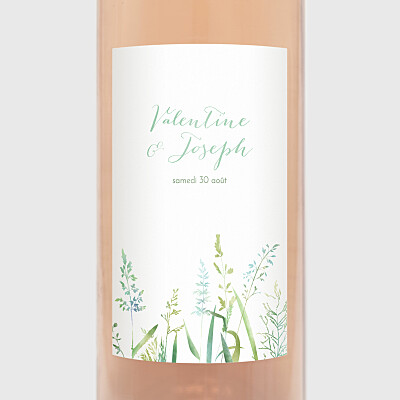 Étiquette de bouteille mariage les hautes herbes vert Étiquette de bouteille mariage les hautes herbes vert