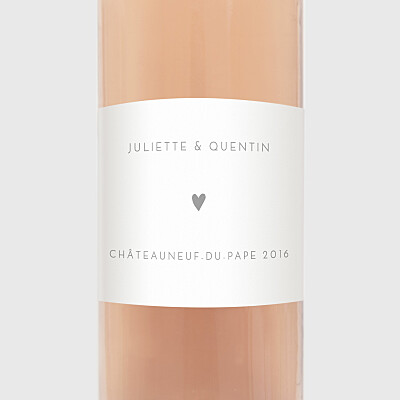 Étiquette de bouteille mariage élégant cœur blanc Étiquette de bouteille mariage élégant cœur blanc