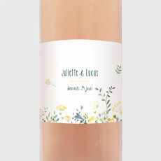 Étiquette de bouteille mariage Bouquet sauvage jaune Étiquette de bouteille mariage Bouquet sauvage jaune