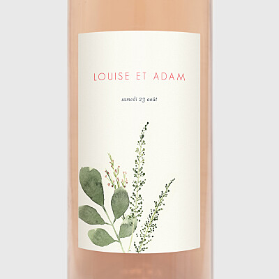Étiquette de bouteille mariage fleurs aquarelle crème Étiquette de bouteille mariage fleurs aquarelle crème