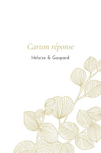 Carton réponse mariage jaune envolée d'eucalyptus ocre Carton réponse mariage jaune envolée d'eucalyptus ocre