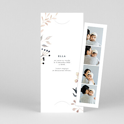 Faire-part de naissance marron quatre saisons (marque-page) hiver Faire-part de naissance marron quatre saisons (marque-page) hiver