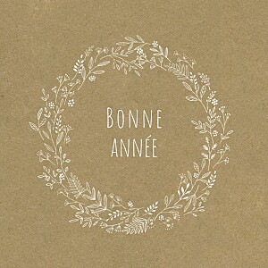 Carte de voeux nature ronde des prés recto-verso kraft Carte de voeux nature ronde des prés recto-verso kraft