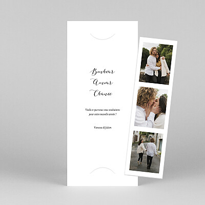 Carte de voeux classique swing (photomaton) blanc Carte de voeux classique swing (photomaton) blanc