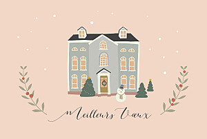 Carte de voeux classique cottage rose Carte de voeux classique cottage rose