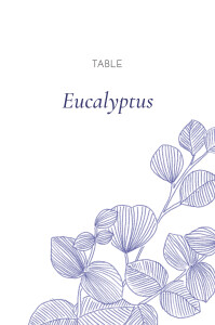 Marque-table mariage Envolée d'eucalyptus bleu