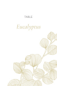 Marque-table mariage Envolée d'eucalyptus ocre