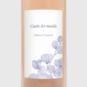 Étiquette de bouteille mariage Envolée d'eucalyptus bleu Étiquette de bouteille mariage Envolée d'eucalyptus bleu