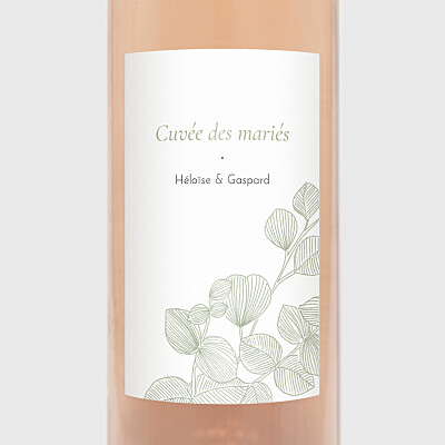Étiquette de bouteille mariage envolée d'eucalyptus vert Étiquette de bouteille mariage envolée d'eucalyptus vert