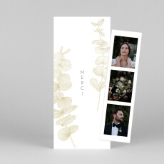 Carte de remerciement mariage Envolée d'eucalyptus (photomaton) ocre