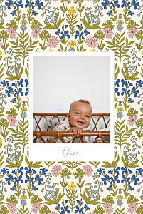 Faire-part de naissance polaroid botanique bleu Faire-part de naissance polaroid botanique bleu