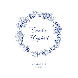 Faire-part de mariage traditionnel ronde des prés (4 pages) bleu Faire-part de mariage traditionnel ronde des prés (4 pages) bleu