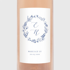 Étiquette de bouteille mariage Ronde des prés bleu Étiquette de bouteille mariage Ronde des prés bleu