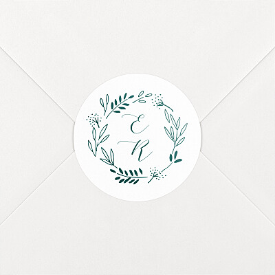 Stickers pour enveloppes mariage ronde des prés (initiales) vert Stickers pour enveloppes mariage ronde des prés (initiales) vert
