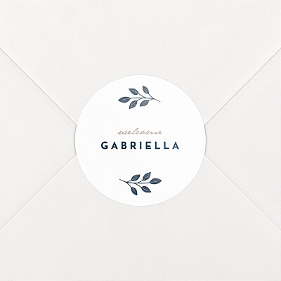 Stickers pour enveloppes naissance signature végétale bleu Stickers pour enveloppes naissance signature végétale bleu
