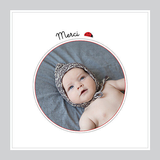 Carte de remerciement Petite Coccinelle photo gris - Recto Carte de remerciement Petite Coccinelle photo gris - Recto