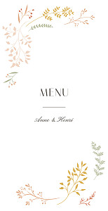Menu de mariage beige brins d'été ocre Menu de mariage beige brins d'été ocre