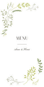 Menu de mariage brins d'été bambou Menu de mariage brins d'été bambou