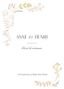 Livret de messe mariage beige brins d'été ocre Livret de messe mariage beige brins d'été ocre