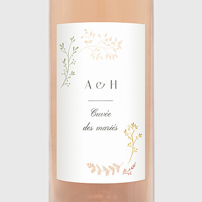 Étiquette de bouteille mariage brins d'été ocre Étiquette de bouteille mariage brins d'été ocre