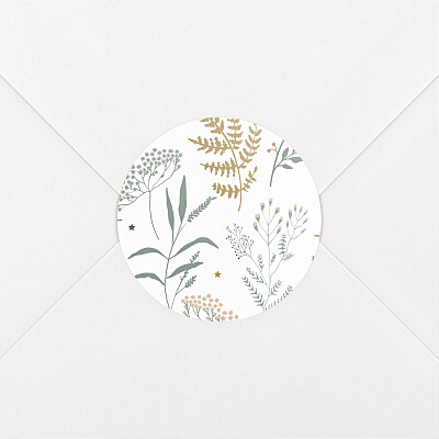 Stickers pour enveloppes vœux liberty feuillage vert et or Stickers pour enveloppes vœux liberty feuillage vert et or