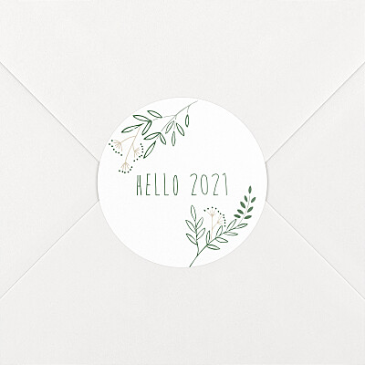 Stickers pour enveloppes vœux ronde des prés blanc Stickers pour enveloppes vœux ronde des prés blanc