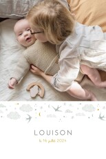 Faire-part de naissance Nuage de lait (portrait) bleu