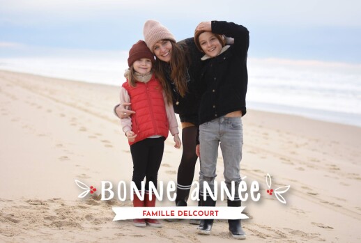 Carte de voeux Douce année photo blanc - Recto Carte de voeux Douce année photo blanc - Recto