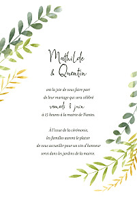 Faire-part de mariage enchanté (dorure) vert Faire-part de mariage enchanté (dorure) vert