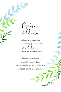 Faire-part de mariage vert enchanté (dorure) bleu Faire-part de mariage vert enchanté (dorure) bleu