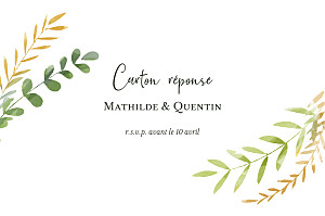 Carton réponse mariage enchanté vert Carton réponse mariage enchanté vert