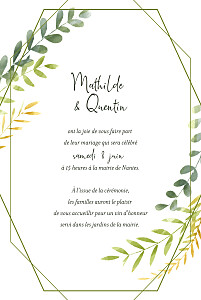 Faire-part de mariage doré enchanté vert Faire-part de mariage doré enchanté vert